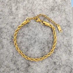 QMHJE 2 3 4mm Bracelet for Women Men Stainless Steel Twist Gold Silver Color Chain Trendy DIY Jewelry Adjustable Size Wholesale