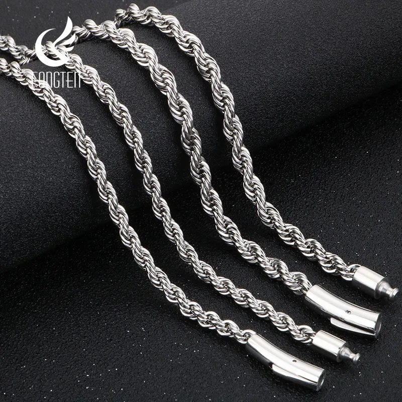 

Fongten 5/6mm Twisted Chain Necklace For Men Stainless Steel Choker Mens Silver Color Necklace Simple Jewelry