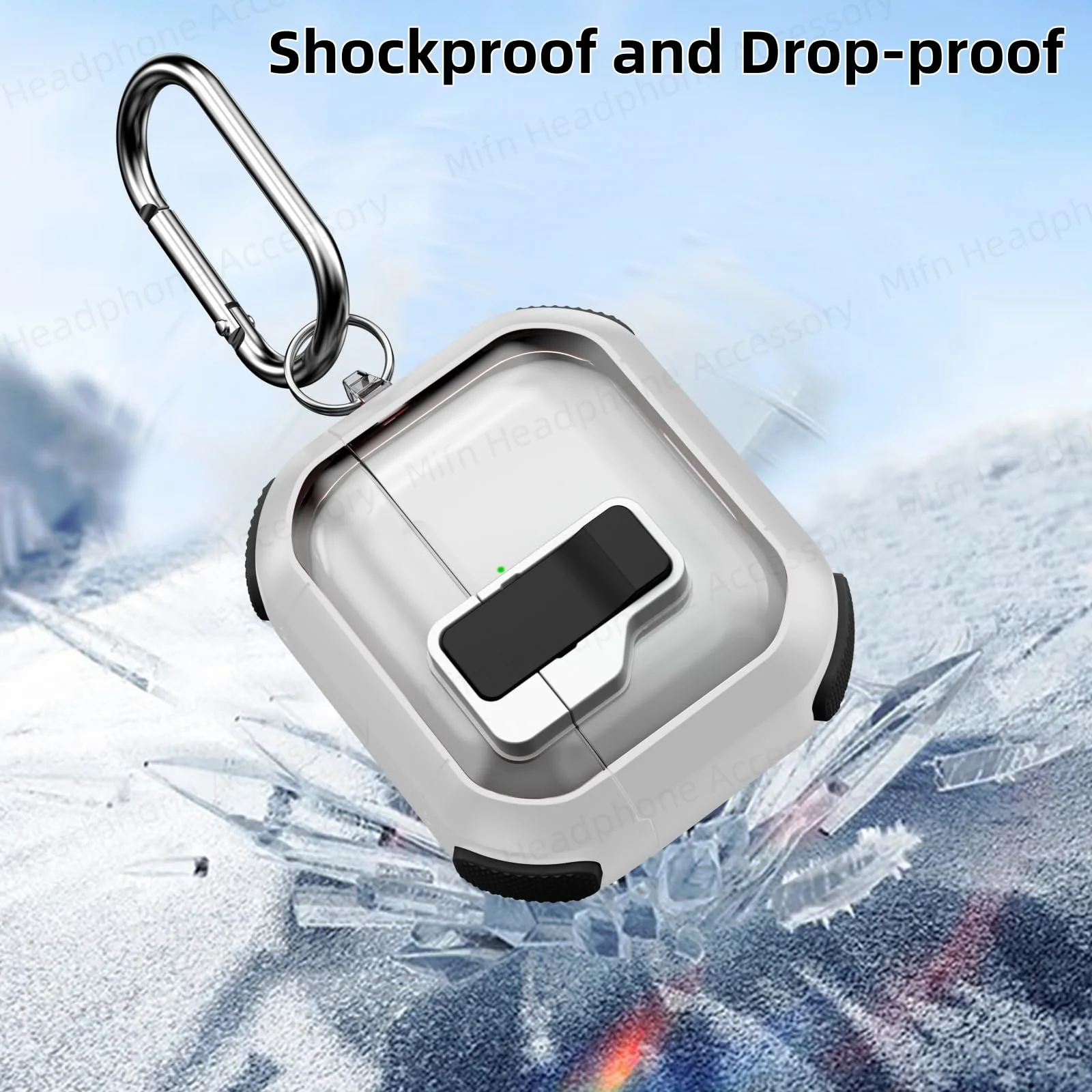 Funda de bloqueo seguro para AirPods 4, funda protectora a prueba de golpes con Kit de limpieza, llavero con cordón para hombres y mujeres, funda para Airpods 4 ANC