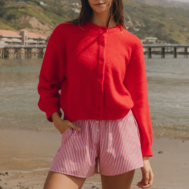 Women's Solid Color Knitted Single-breasted Cardigan O-neck Long-sleeved Loose Soft Sweater 2025 Autumn Winter Ladies' Sweater﻿