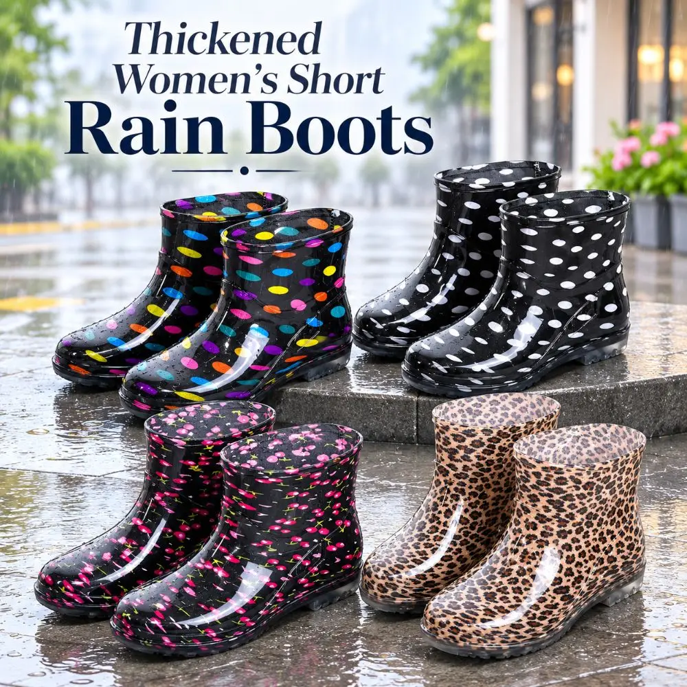 Non-slip Women's Short Rain Boots Waterproof Low-top Garden Rain Shoes Durable Lightweight Water Shoes For Outdoors,Kitchen,Work