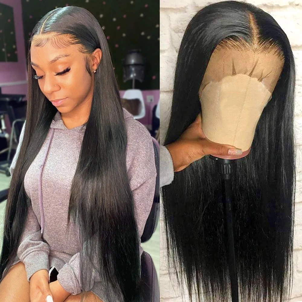 

13x6 13x4 HD Lace Front Human Hair Wigs Brazilian Straight Lace Front Wigs Pre Plucked with Baby Hair 180% Density