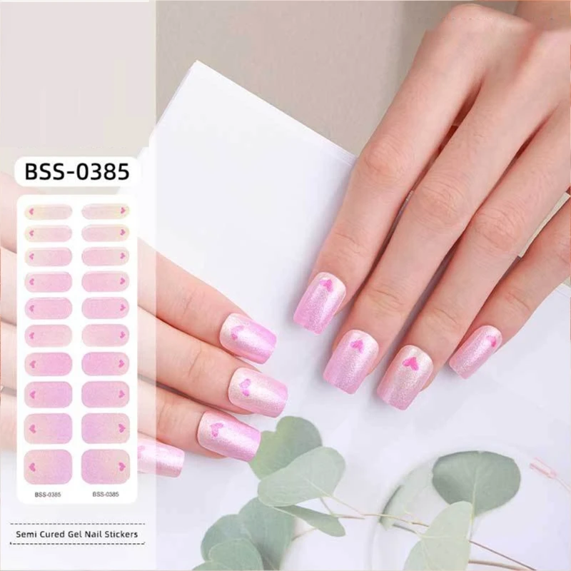 Y1UF Gels Nails Wraps Semi Cured Nails Polish Wraps Korean Style Gels Nails Stickers Gels Nails Strips Nails Art Decoration