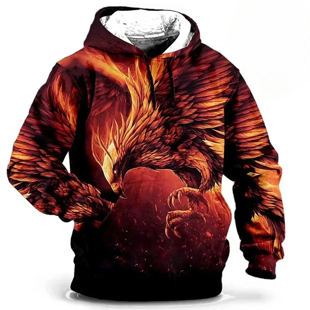 

Vintage Hoodies For Men Wolf Animal Pattern 3d Print Eagle Leopard Tops Autumn Winter Casual Long Sleeve Oversized Tiger Hooded