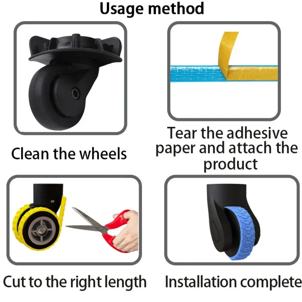 4 قطعة عجلة الأمتعة الأحذية عجلات الأمتعة حامي مع عجلة الصوت الصامت ارتداء عجلات غطاء سيليكون الوصول إلى الأمتعة