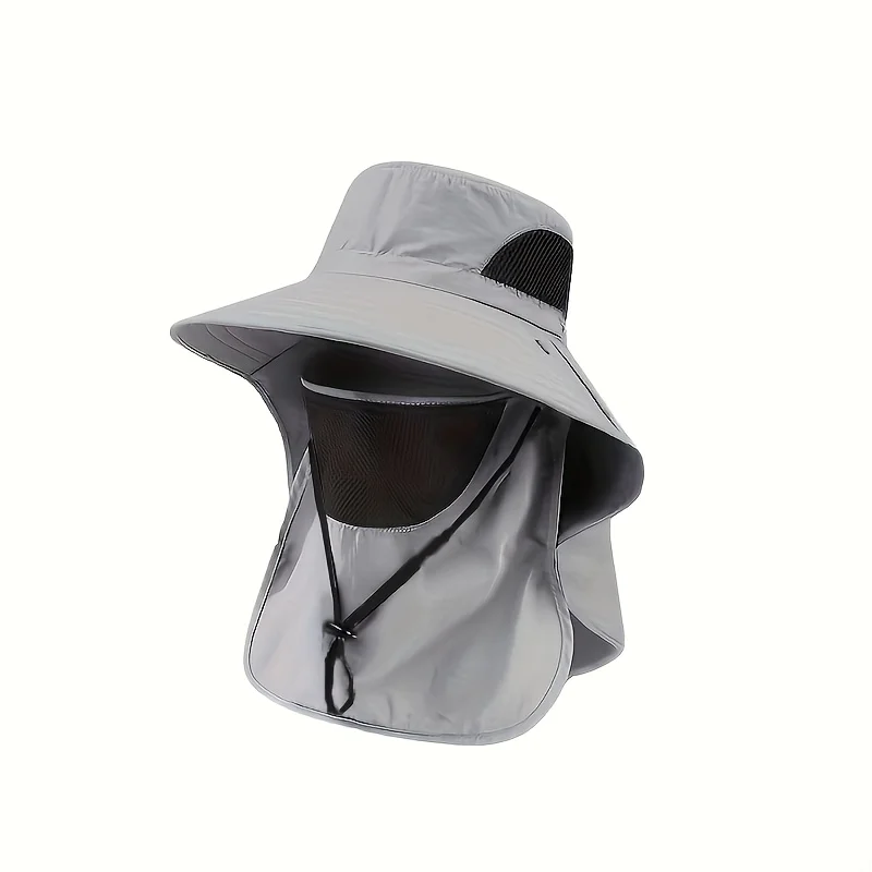 Wide Brim Sun Hat Mesh Breathable Anti UV Full Face Outdoor Fisherman Hat Sunscreen Windproof Travel Mountaineering Hats