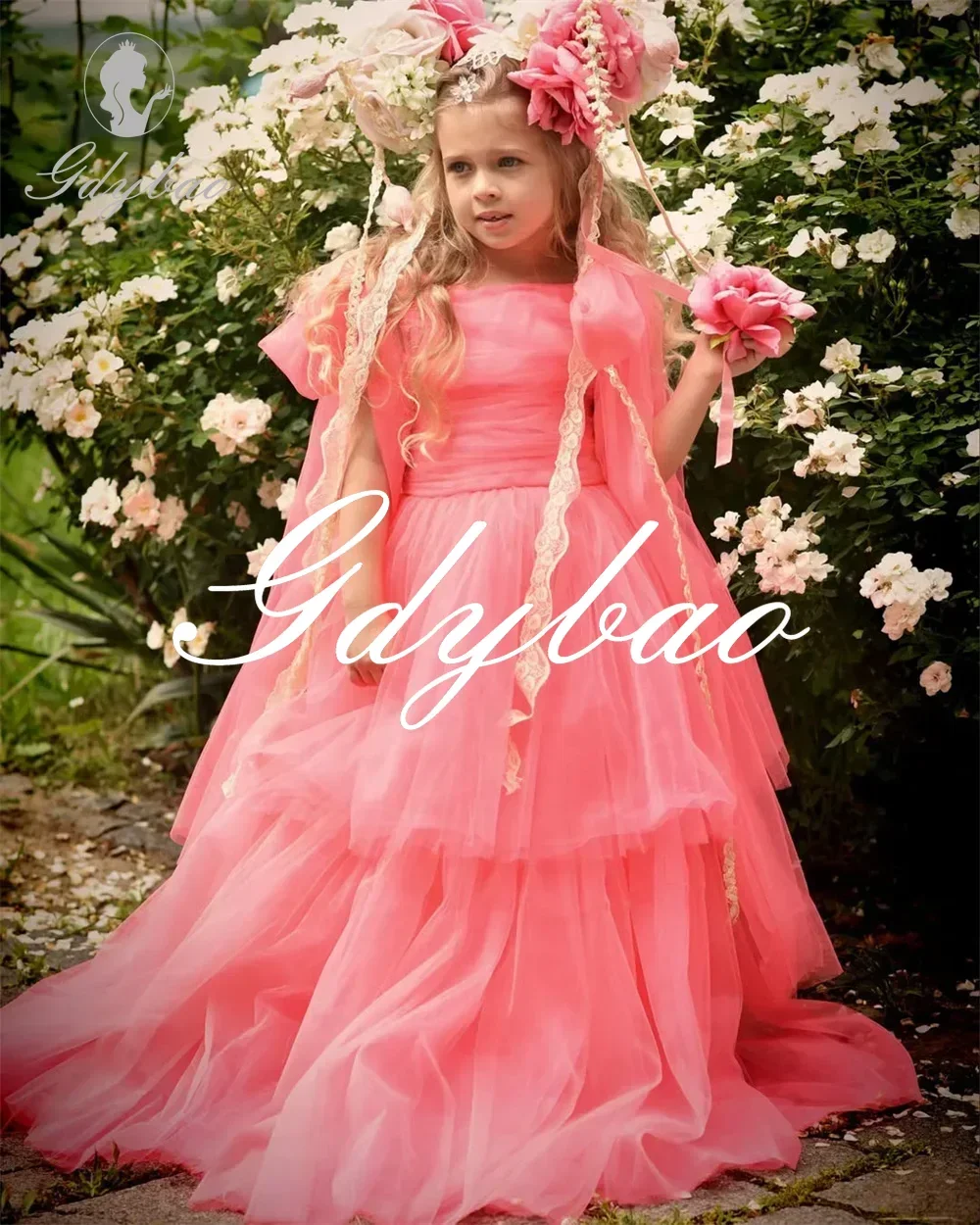 

Elegant Princess Bow Pleat Long Ball Flower Girl Dress Short Sleeve A Line Floor Length Formal First Communion Gown Customized