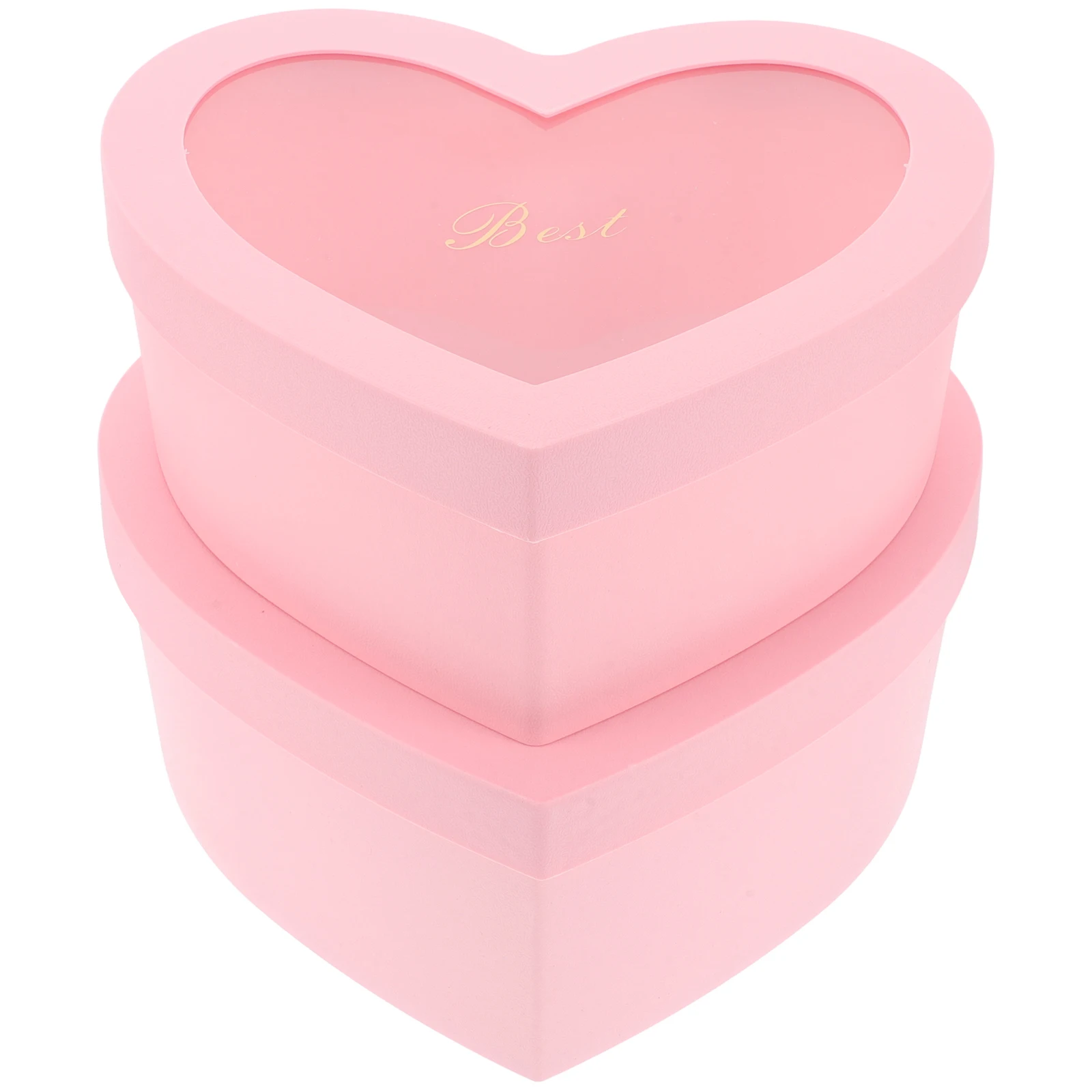 

2pcs Heart Shaped Flower Box Transparent Window Pink Gift Packaging Boxes For Valentine Mother Day Storage Wedding Supplies