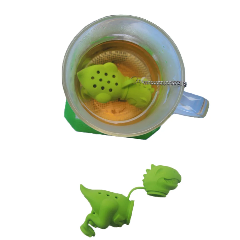 

Green Silicone Dinosaur Tea Infuser Safe Food-Grade Material Fine Slots Easy Cleaning Lovely Cartoon Design for Tea Lovers