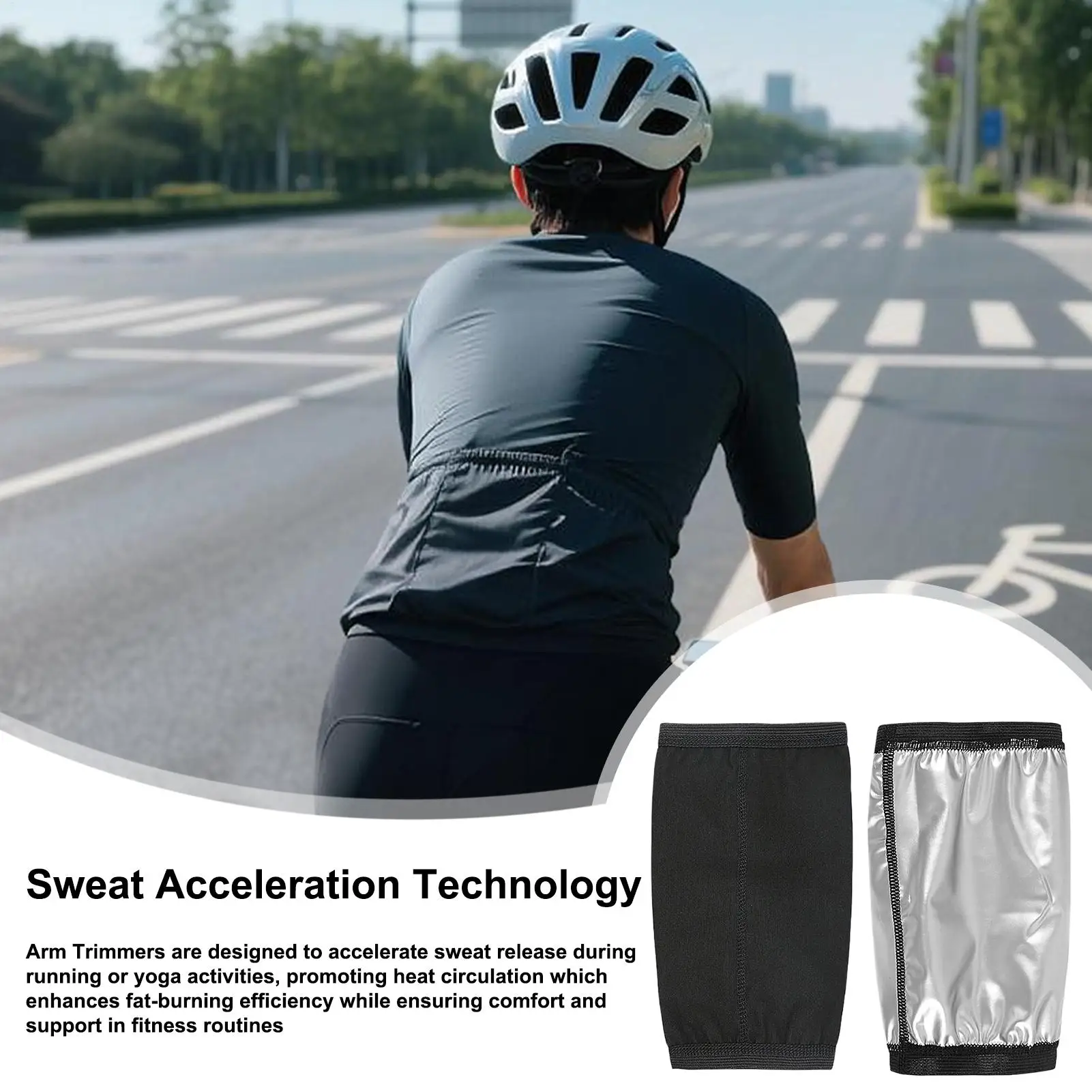 Arm Sweat Bands 2 Piece Adjustable Compression Sleeves Sauna Sweat Arm Trainer For Women Men Home Weight Loss Fitness Sports