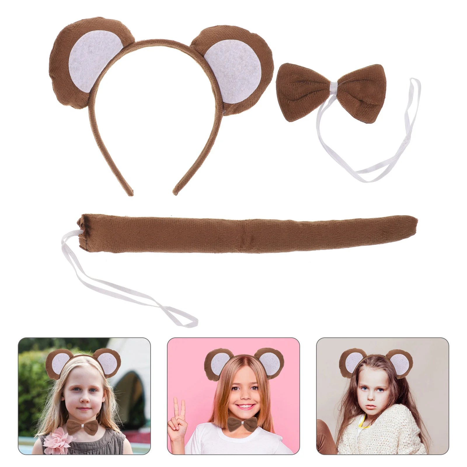 

3 Pcs/set Baby Headbands Party Dress Supplies Bow Tie Toy Cartoon Fun Monkey Tail