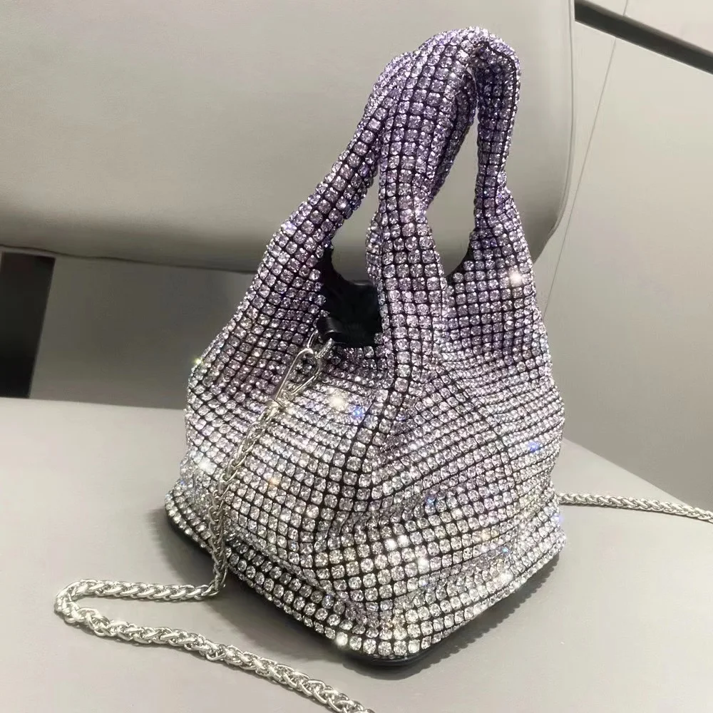 Handle Rhinestones Evening clutch Bag Purses and handbag luxury Designer hobo shoulder bag Shiny Crystal Clutch purse bucket bag