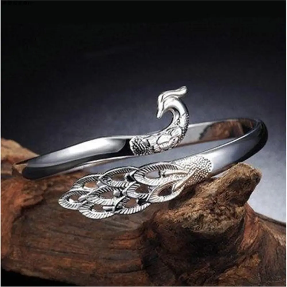 Hollow Peacock Opening Bracelet Hand Jewelry Enamel Chinese Style Bangle Vintage Traditional Ethnic Style Bracelet
