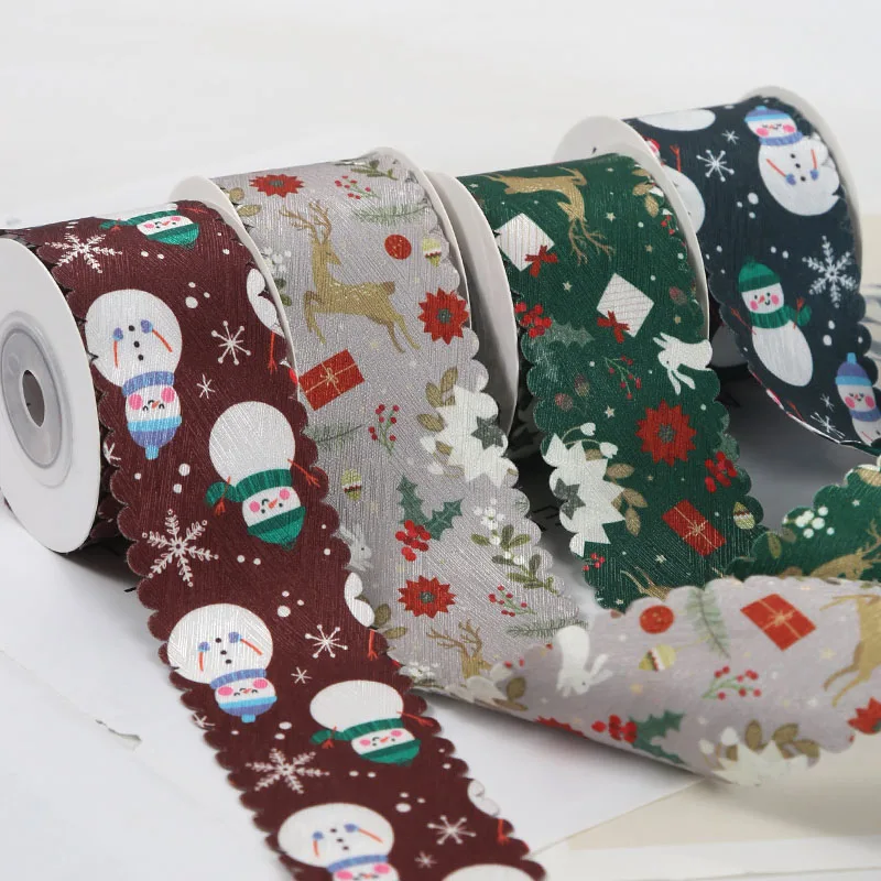 

New 38mm 5 Yards Christmas Gift Packaging Ribbon DIY Bouquet Decoration Ribbon Christmas Ribbon Lace