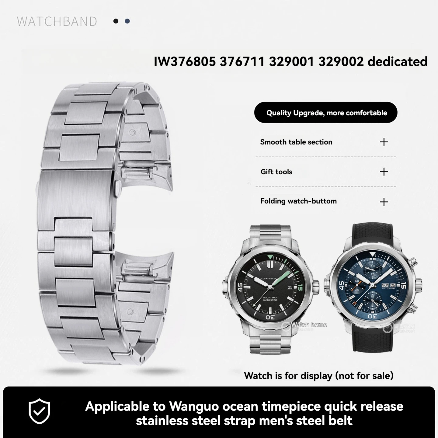 Solid Stainless Steel strap For IWC AQUATIMER FAMILY IW376805 376711 IW329001 IW376804 IW376708 Quick release Watchband 22mm