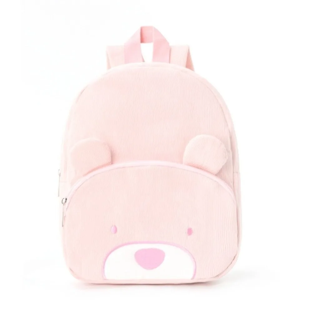 Soft Cartoon Bear Backpack Corduroy Solid Color Students School Bag Lolita JK Animal Shoulder Bag Gift