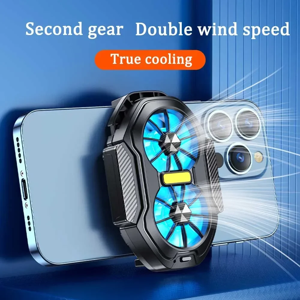 Phone Cooler 600mAh Dual Fan Rechargeable Radiator Game Cooling Back Clip Wireless Mute for Smartphones Universal