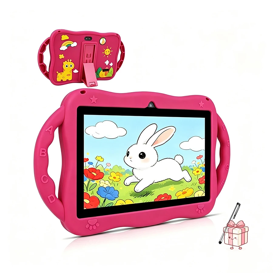 2026 New 7 inch Kids Tablets Deer Cartoon with Android 15 Octa Core 4GB+64GB ROM Come with Stylus Pen Children's Favorite Tab