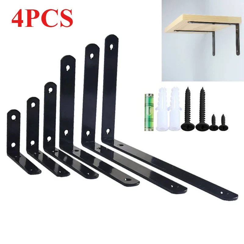 4PCS Thickened L-shaped Bracket Floating Shelf Bracket Corner Support Metal Joint Angle Bracket for Hanging