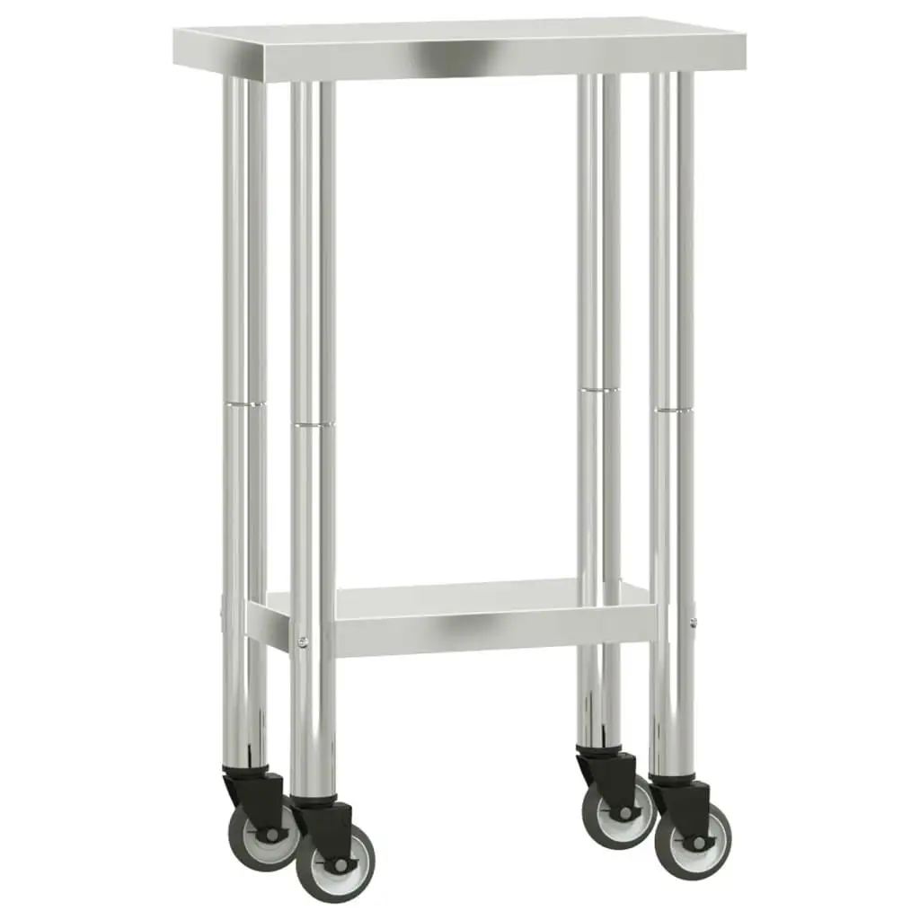 Portable Stainless Steel Kitchen Work Table with Wheels - 21.7x11.8x33.5 Inch Versatile Cart