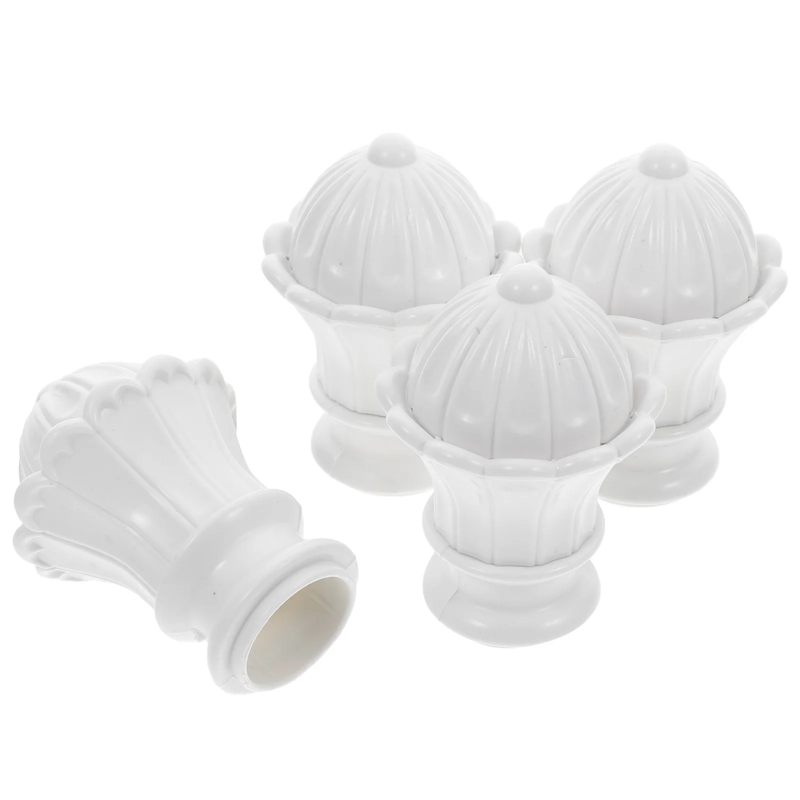 

4pcs Curtain Rod Decorative Heads Plastic End Caps Finials Only for 26-28mm Poles Window Treatment Accessories Easy Installation