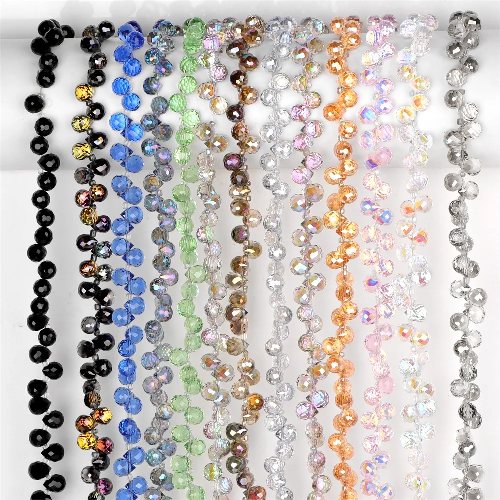 Perles en forme de larme en cristal à facettes, 8x10mm, pendentif à breloque, verre tchèque, goutte d'eau, pour trouver des bijoux, perles, accessoires de couture