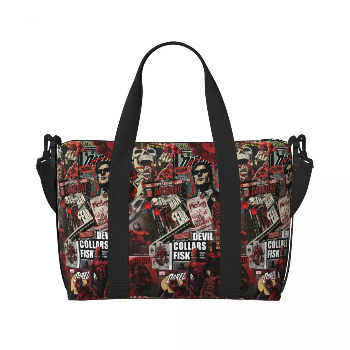 

Custom Daredevil Groceries Shopping Tote Bags Women Big Capacity Comics Anime Gym Beach Travel Bags