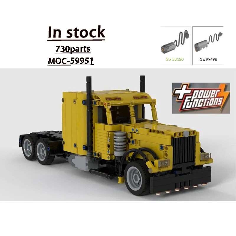 MOC-59951 New Military Semi-Trailer Truck Building Block Model, 730 Parts, Boys' and Children's Birthday and Christmas Toy Gift