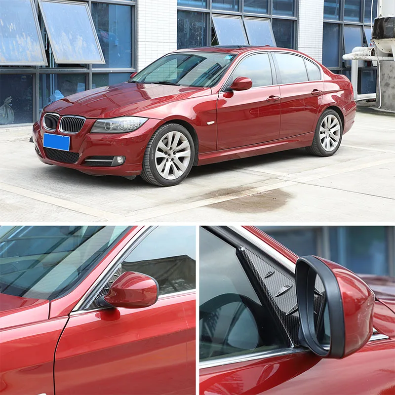 

For BMW 3 Series E90 E91 E92 E93 2005-2012 ABS Carbon Fiber Car Rearview Mirror Side Window Spoiler Triangle Cover Trim 2pcs