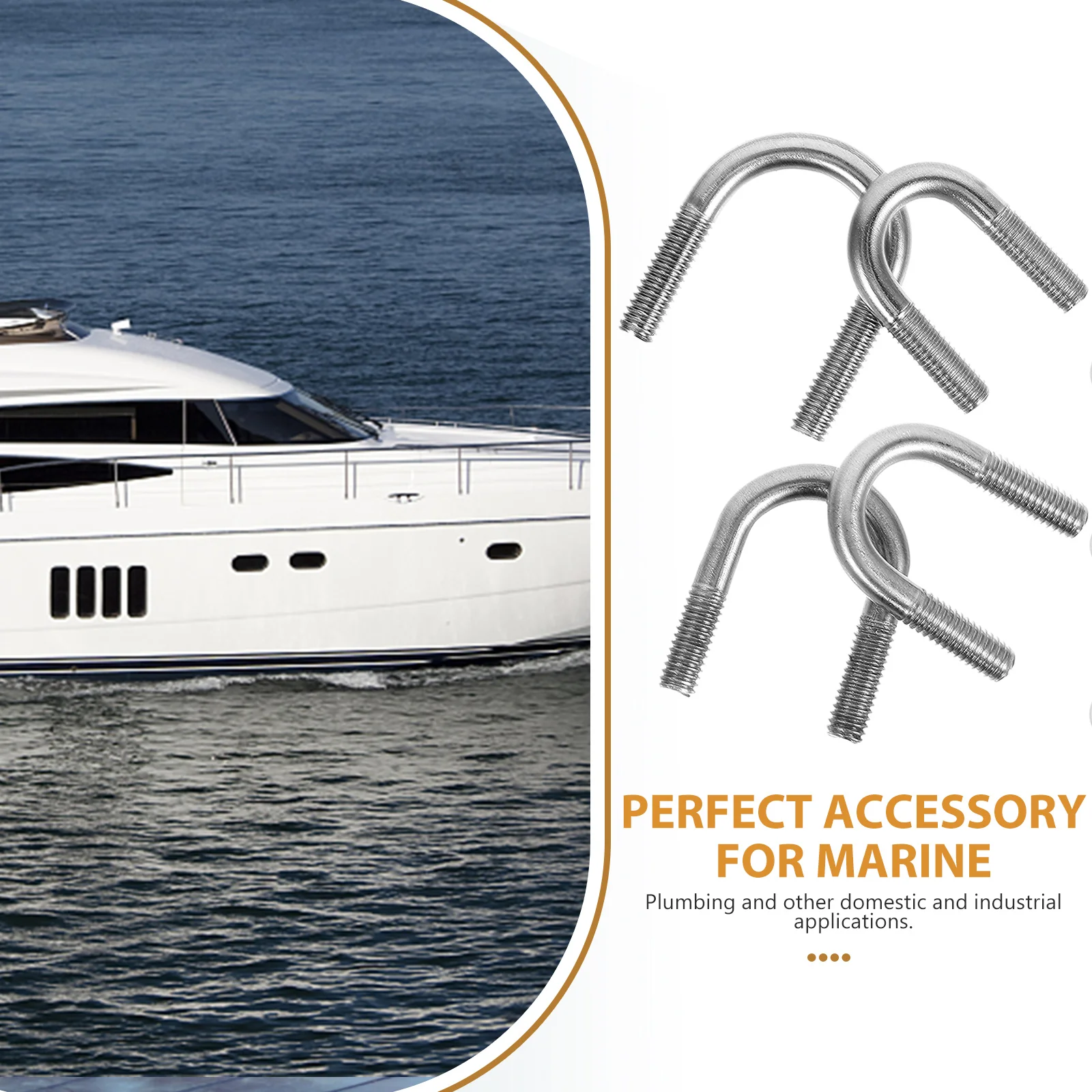 

1Set U Bolt Stainless Steel Durable Heavy Duty U Shaped Clamp Fastener for Marine Plumbing Industrial Use with Nuts Washers