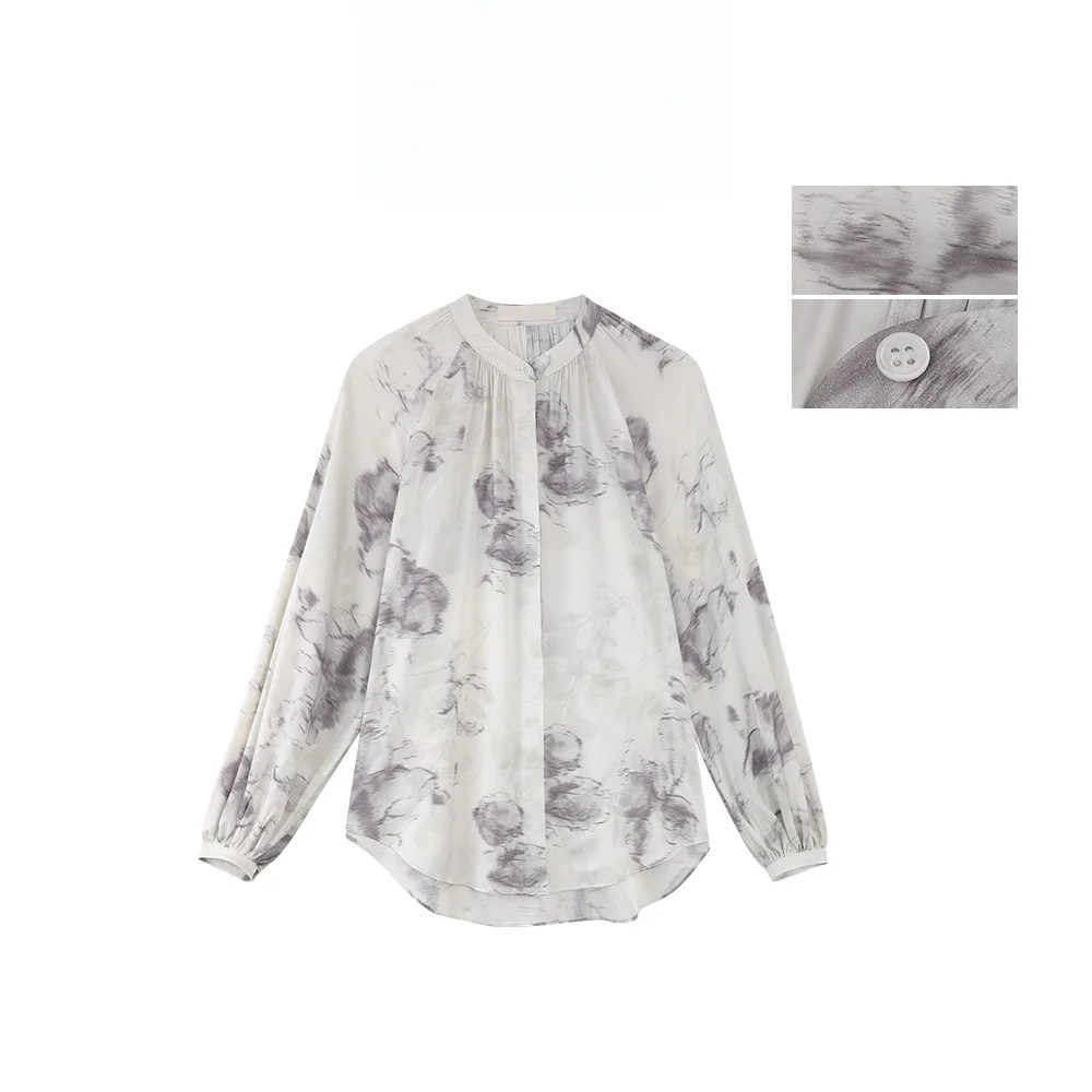 

MANNALA оригинальный ручная роспись с розовым узором High-Defn Silk irt Ele, свободный крой, длинный женский топ све