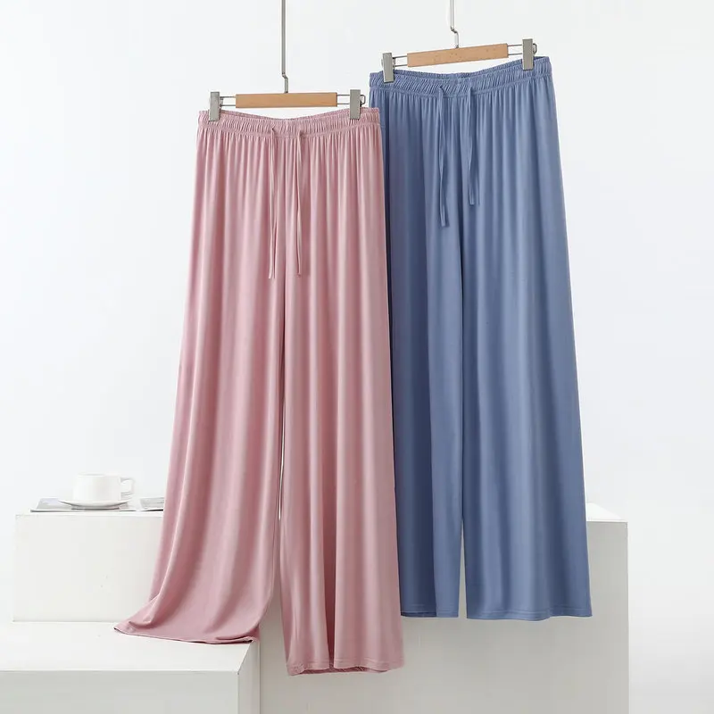 Plus size M to 6XL Modal Sleep Bottoms for Women Draped Wide Leg Pant Loose Straight Long Pants Casual Loungewear Dance Trousers