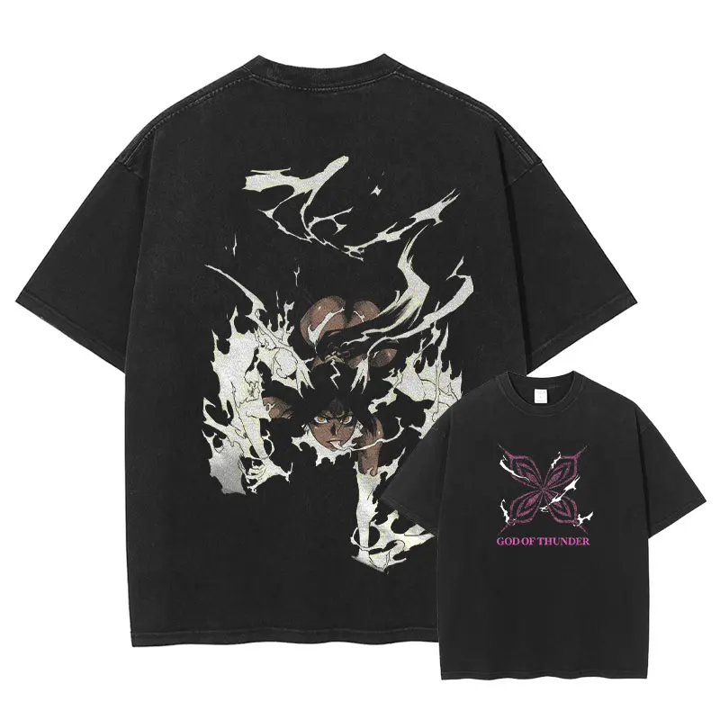 Shihouin Yoruichi T Shirt Anime Bleach Tank Tops Vintage Washed Top Tees Harajuku Manga Short Sleeve Oversized T-shirt Cotton