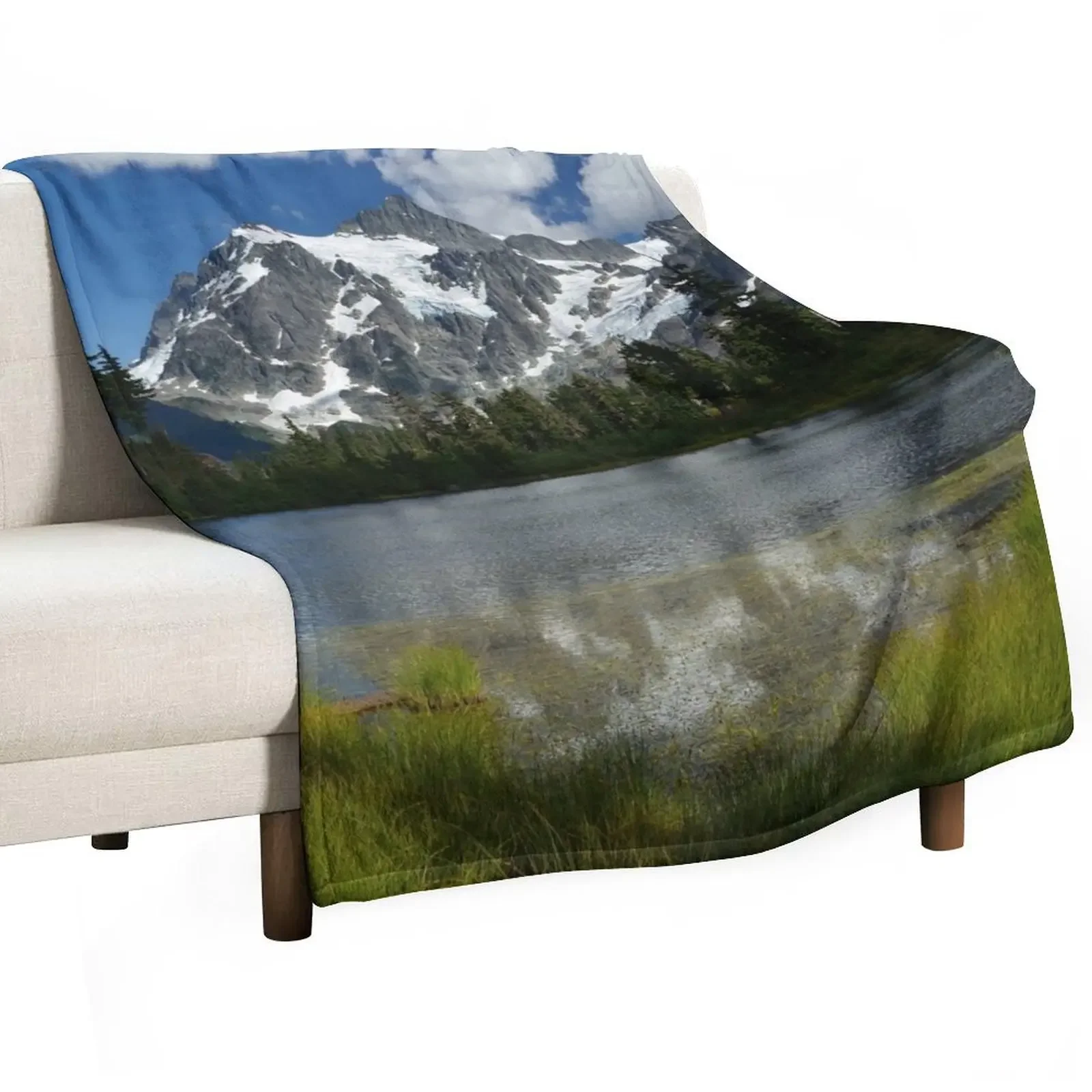 Mt. Shuksan from across Picture Lake Throw Blanket Luxury Thicken wednesday anime Blankets