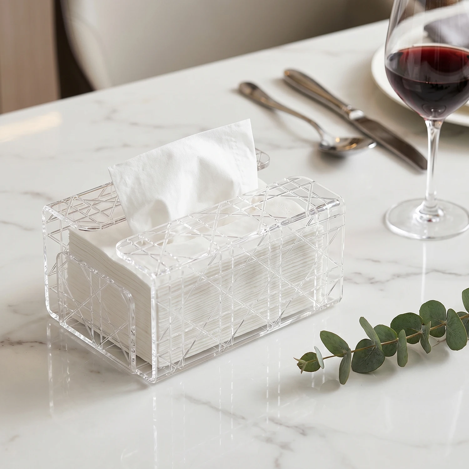 

Simple Luxury Tissue Box Storage Decorative Holder/Organizer For Bathroom Vanity Countertop Living Room Coffee Table