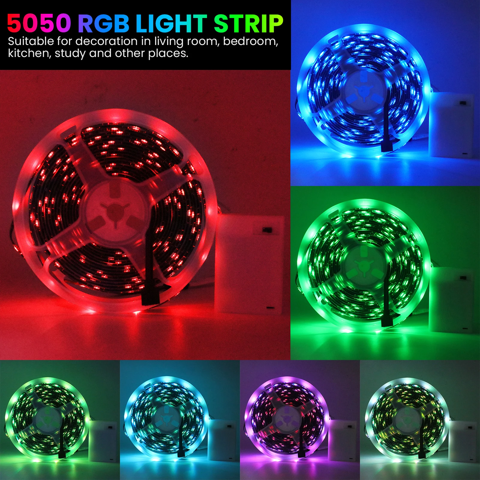 RGB LED Strip Light 2835 5050 Battery Powed/Bluetooth Flexible Lamp Tape RGB Ribbon 1M 2M 3M 4M 5M DC5V Decoration TV BackLight