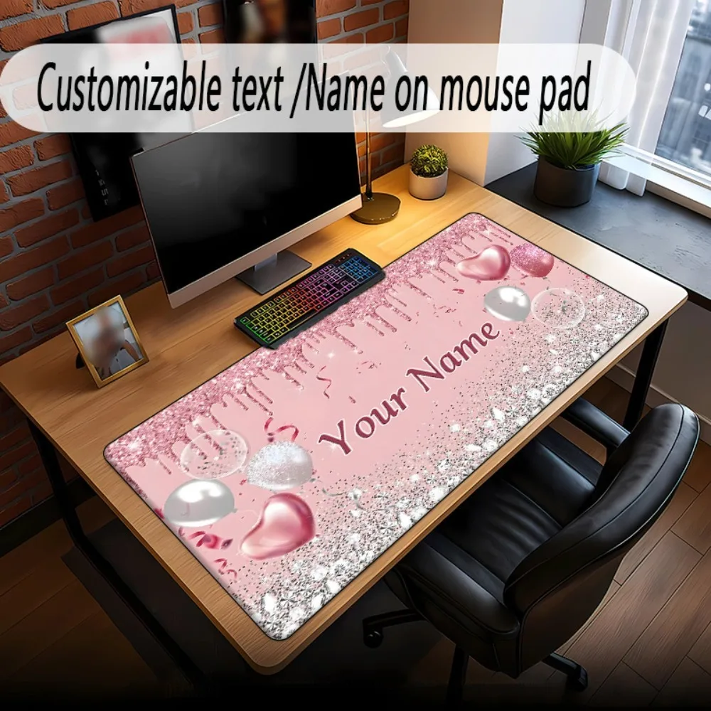 Luxury Rose Gold Custom Desk Mat With Custom Name, Slip Resistant Rubber Base, Practical Gift For Family Workers Gamers