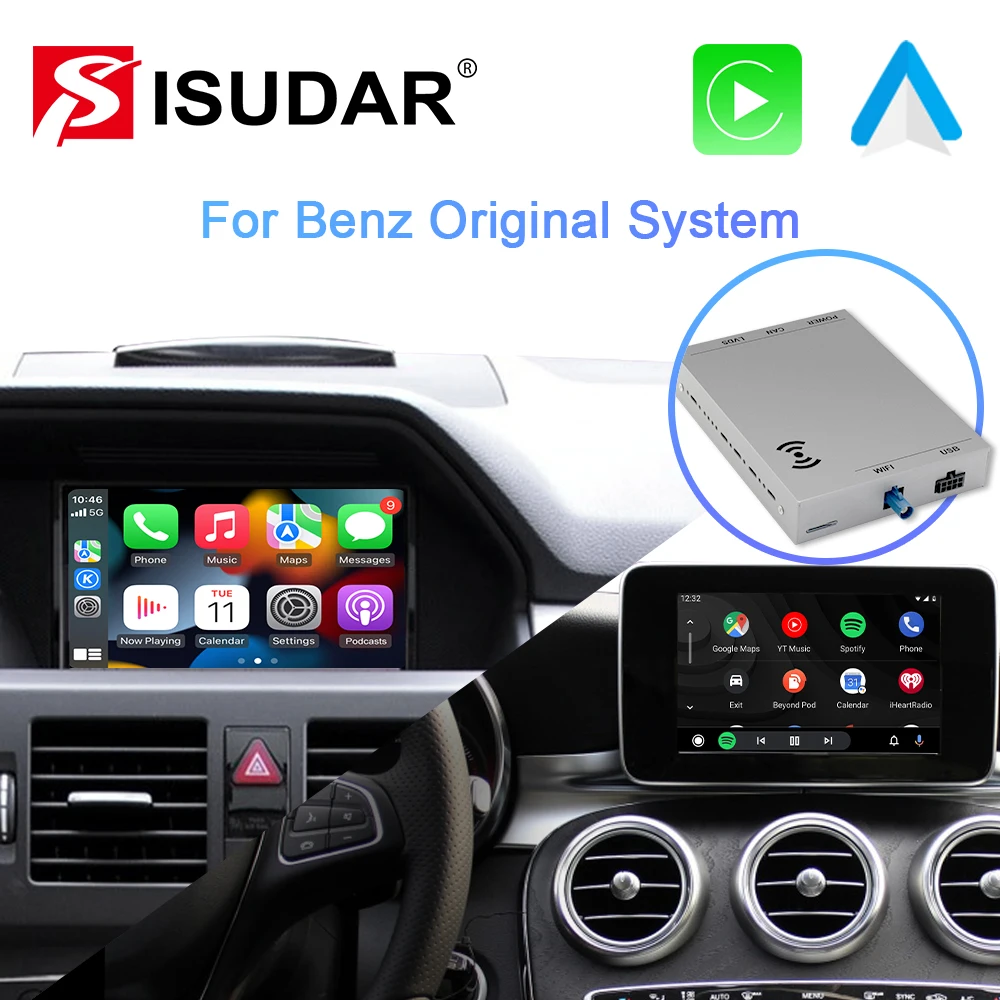 

ISUDAR беспроводной Carplay для Mercedes Benz C-Class/Benz S-Class/Benz E-Class/Benz GLK-Class/Benz A & B-Class с Android Auto