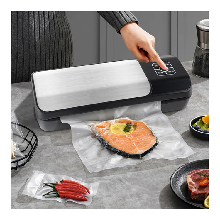 Automatic Household Kitchen Electric Vaccum Packaging Vacuum Food Sealer Machine With Built-In Sliding Cutter And Roll Bag