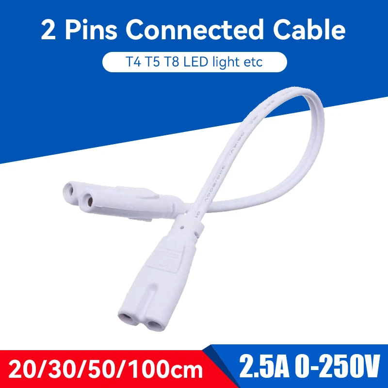 LED Tube Lamp Connected Cord Flexiable Connecting Cable  Light's Connector 20cm 30cm 50cm 100cm Double-end Fluorescent Tube Wire