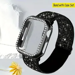 Band+Case for Apple Watch 45mm 41mm 40mm 44mm Screen Protector for Women Bracelet for IWatch 9 8 7 6 SE 5 4 3 Watch Accessories