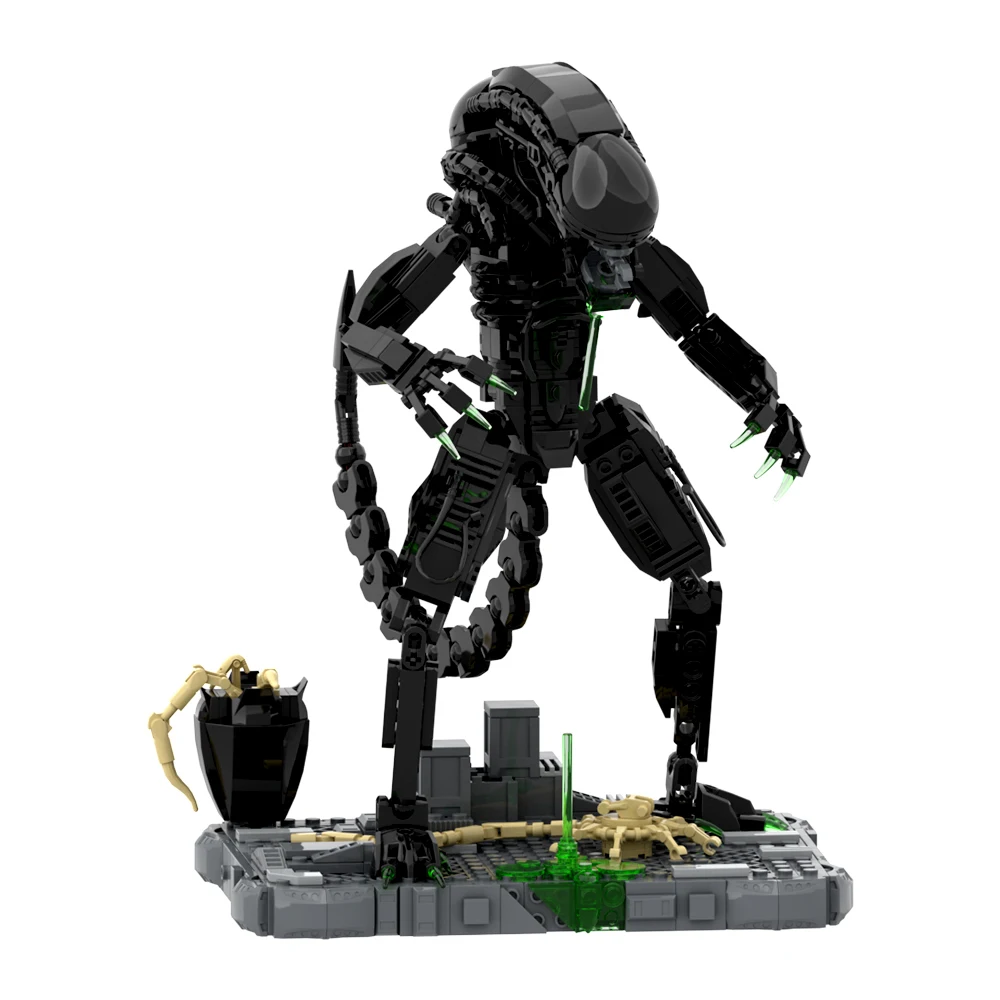 MOC Alien Drooling Monster Building Blocks Toys Xenomorph Movies Creature Model DIY Bricks Kids Adult Creative Birthday Gift Set