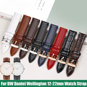 DW Daniel Wellington 시계 스트랩 여성용 진짜 가죽 시계 밴드, 남성용 벨트, 12mm, 13mm, 14mm, 17mm, 18mm, 19mm, 20mm, 22mm 