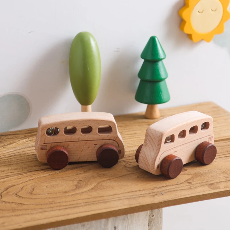 Baby Beech wood Baby Car Toys legno Cartoon Model Car Blocks giocattoli educativi Montessori per bambini dentizione Baby massaggiagengive