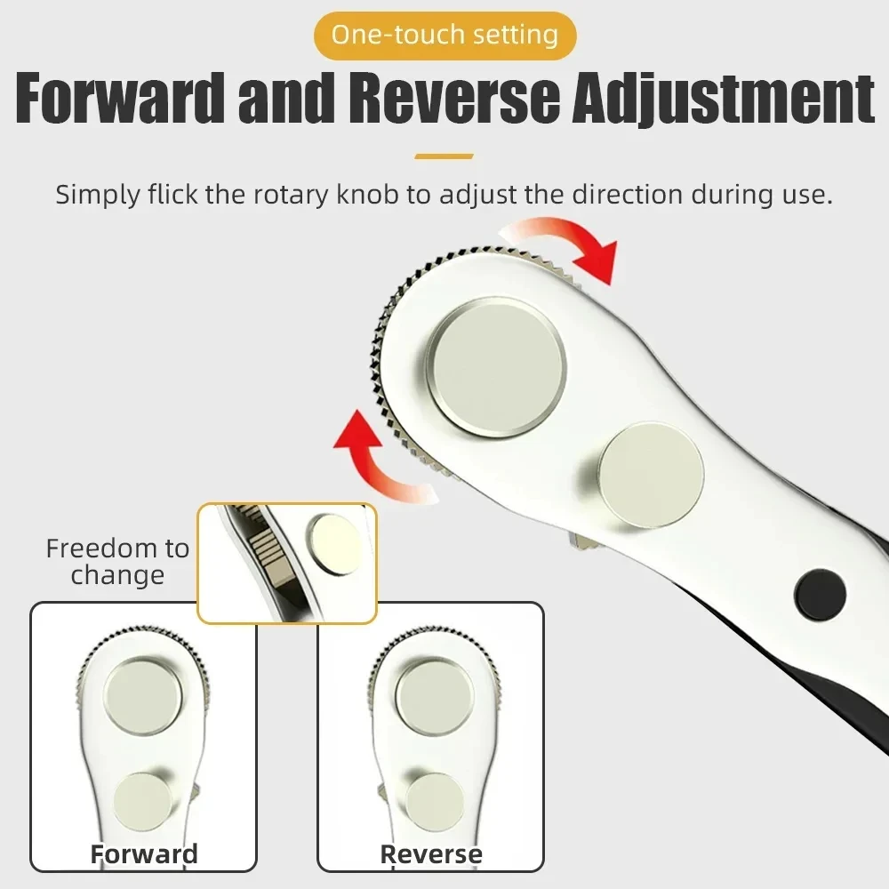 Hexagon Ratchet Spanner 1/4 Inch Hex Quick Release Socket Household Repair Wrench Bidirectional Control Double Head Screwdriver