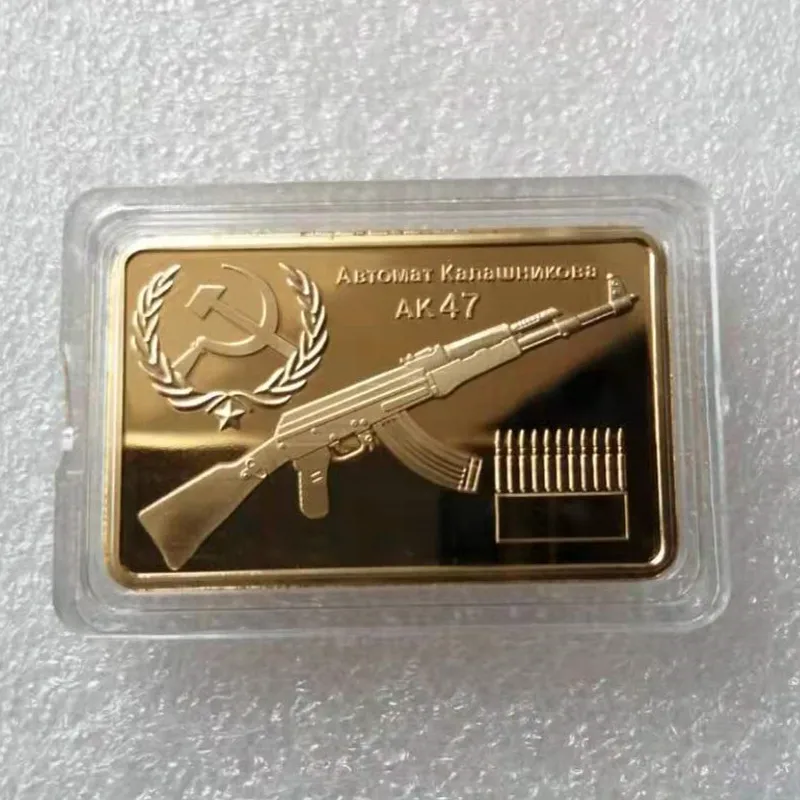 Russian CCCP Gold Bullions AK47 Rifle Gold Bar Replica Gold Bars Gold Bullion Mikhail Timofeevich Kalashnikov Coin