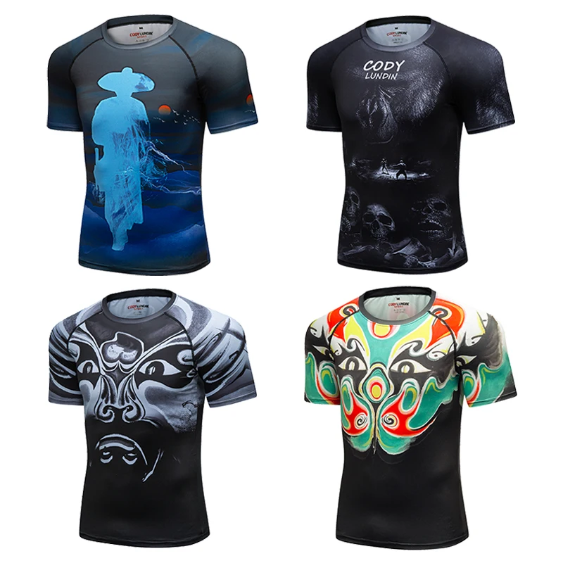 MMA Rashguard Jiu Jitsu T-shirt Bjj Męskie koszulki kompresyjne Krótkie szybkoschnące koszulki sportowe do biegania Tee Koszulka bokserska Męska