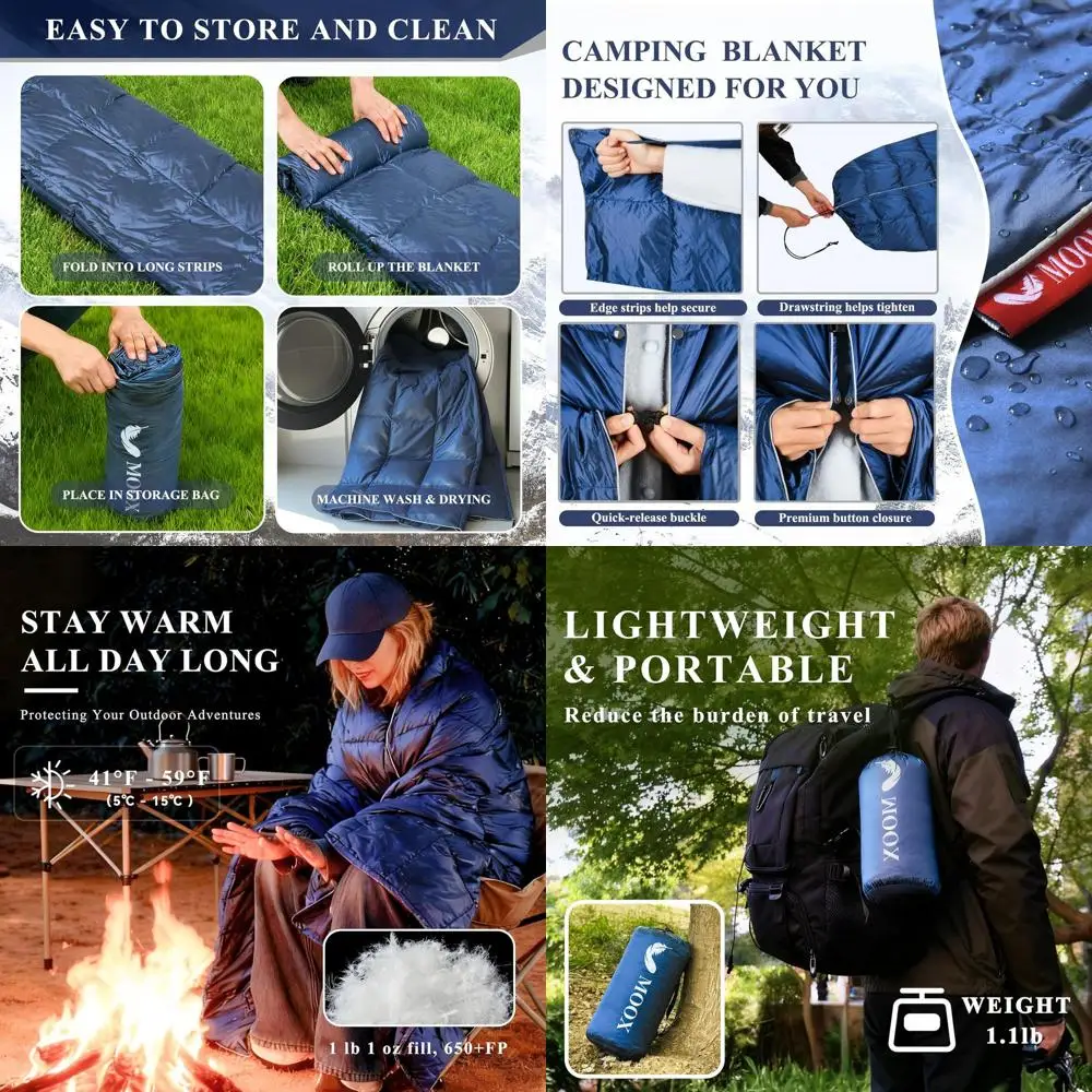 

Lightweight Warm Water-Resistant Puffy Sleeping Bag for Outdoor Camping, Hiking, and Travel, 55x79, Blue Gray