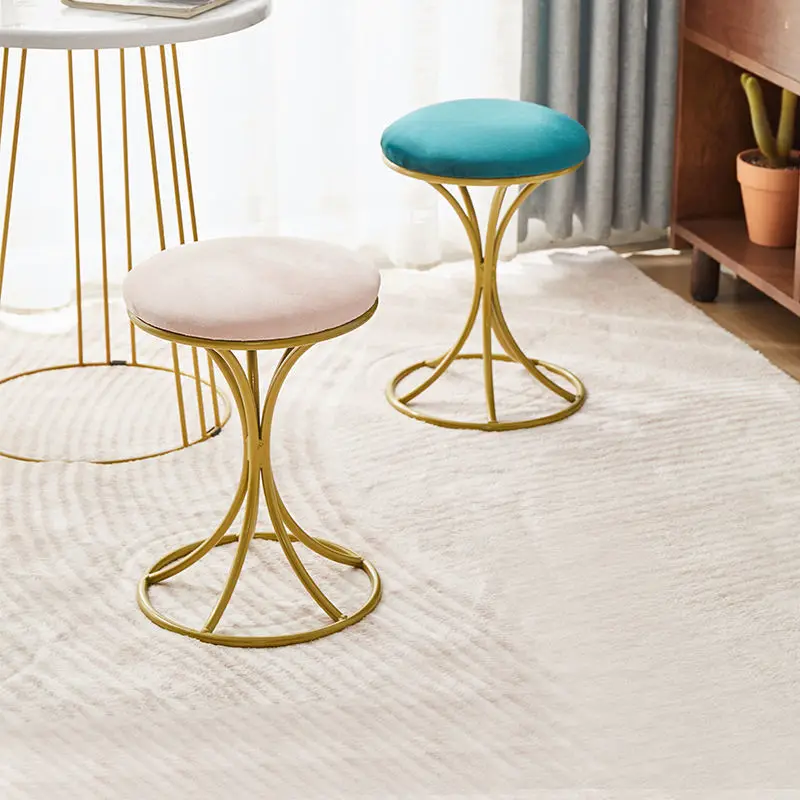 

Stool Home Dressing Stools Creative Living Room Small Benches Nordic Light Luxury Makeup Stools Round Low Ottomans Furniture