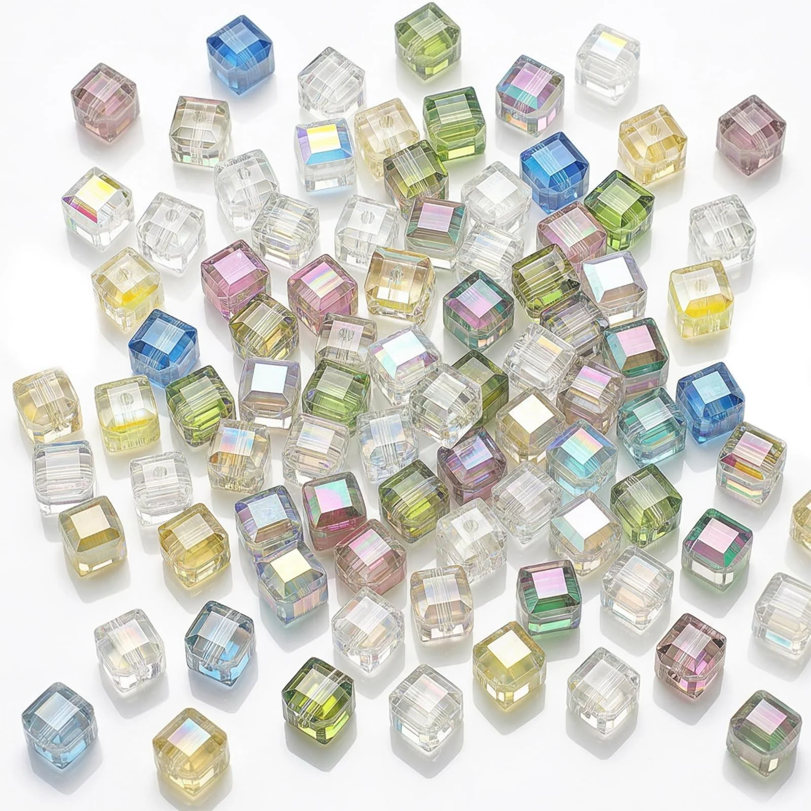 6mm 8mm Würfelperlen Gemischte Farben Glaskristallperlen für DIY Schmuckherstellung Armband Halskette Ohrringe Handyanhänger Schlüsselanhänger Basteln